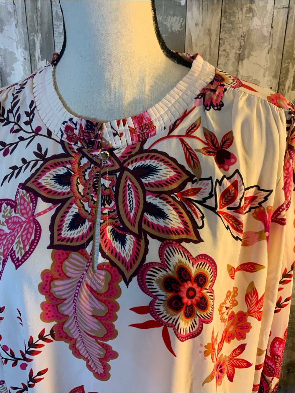 LOFT White Blouse with Pink Floral Print - Picture 2 of 5